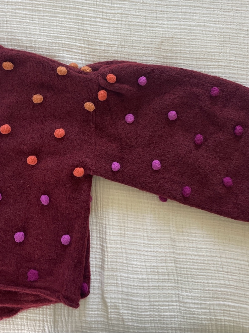 FARM Rio Burgundy Pom-Pom Knit Cardigan size M - Picture 3 of 3
